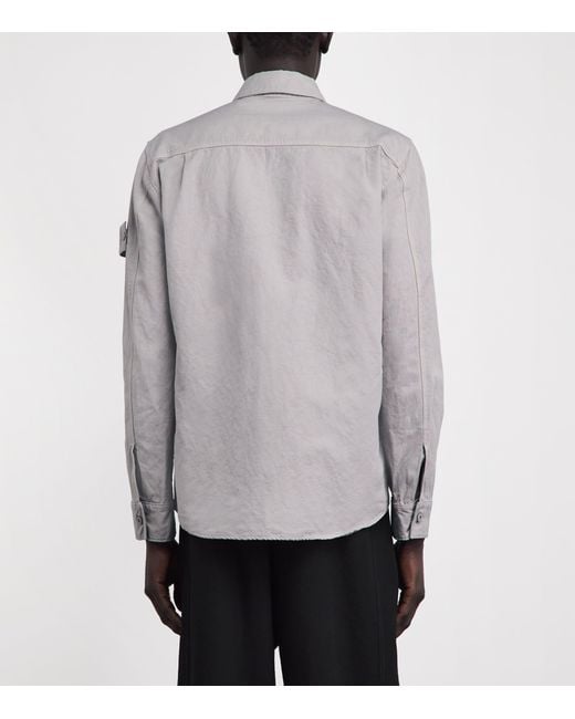 Stone Island Gray Canvas Ghost Overshirt for men