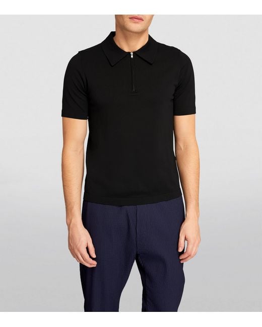 Sandro Black Half-Zip Polo Shirt for men