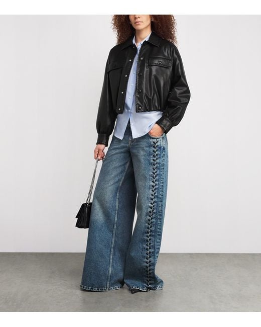 FRAME Black Bubble Leather Jacket
