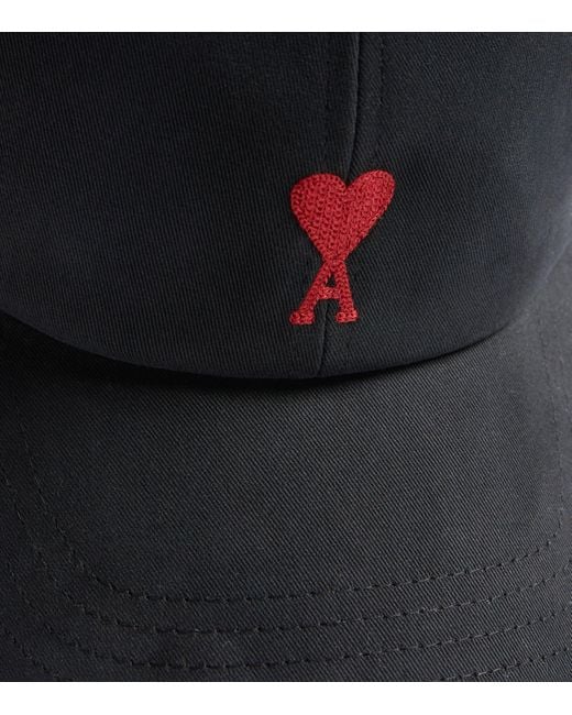 AMI Black Logo Embroidered Baseball Cap for men