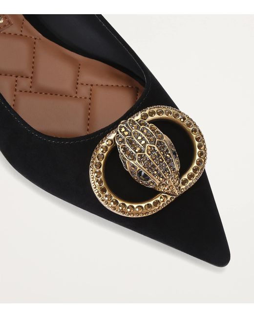 Kurt Geiger Black Suede Chelsea Pointed Ballet Flats