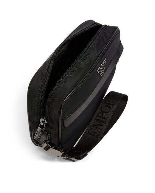 Emporio Armani Black Recycled Nylon Wash Bag for men