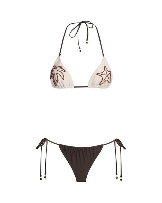 Zimmermann White Beaded Mahon Triangle Bikini
