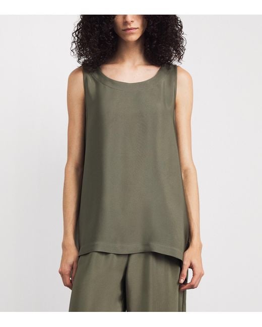 Eskandar Green Silk A-Line Shell Top