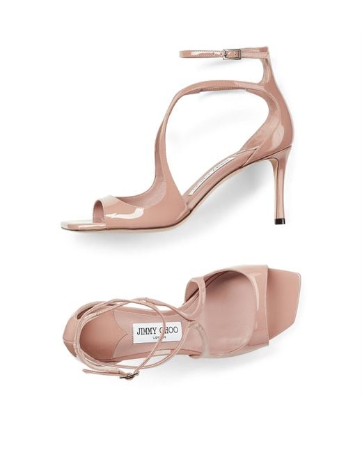 Jimmy Choo Pink Azia 75 Patent Leather Sandals