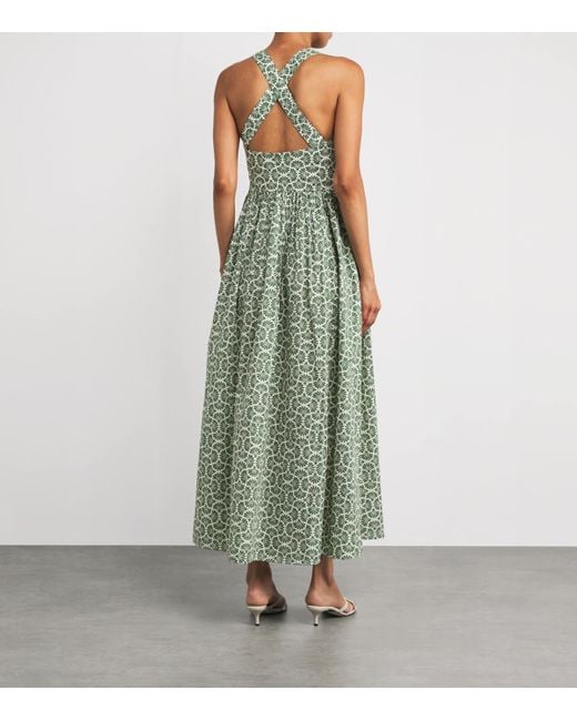 Matteau Green Organic Cotton Printed Midi Dress