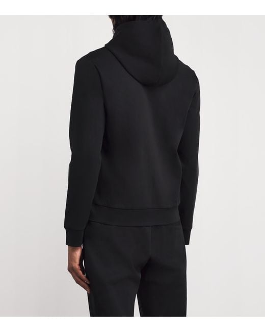 Emporio Armani Black Ponte-Di-Roma Knit Zip-Up Hoodie for men