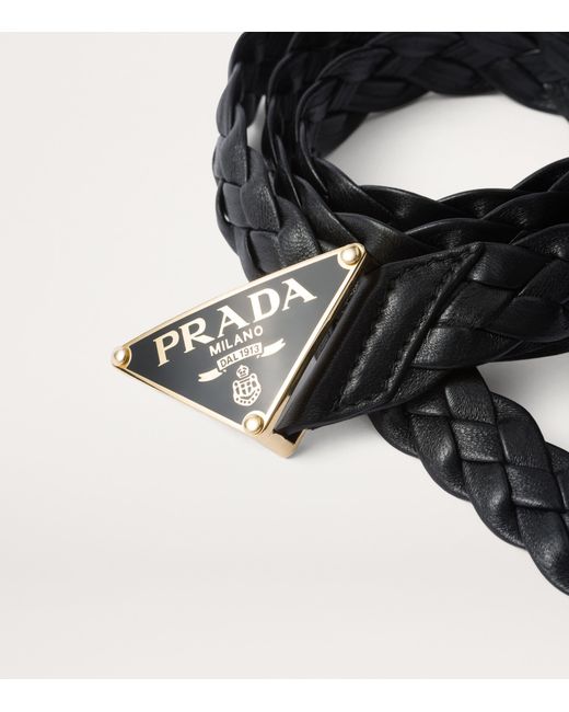 Prada Black Nappa Leather Braided Belt