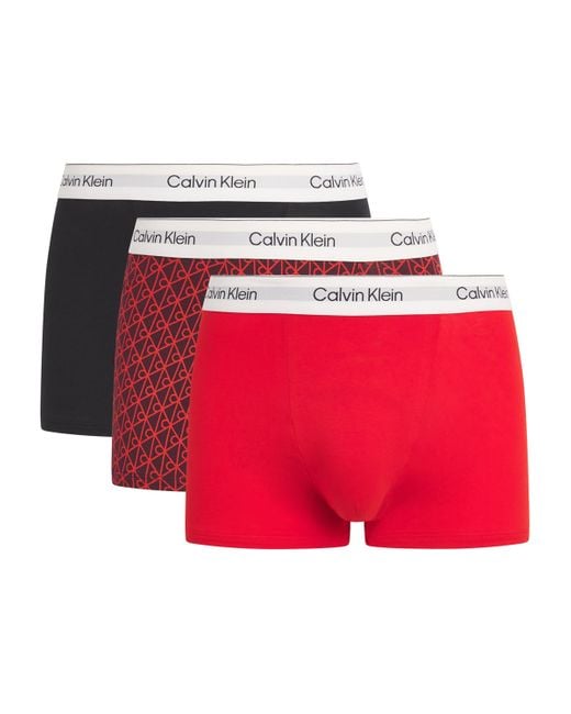 Calvin Klein Red Stretch-Cotton Relaxed Icon Boxers for men