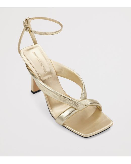 Bottega Veneta Metallic Lambskin Riva Heeled Sandals 90