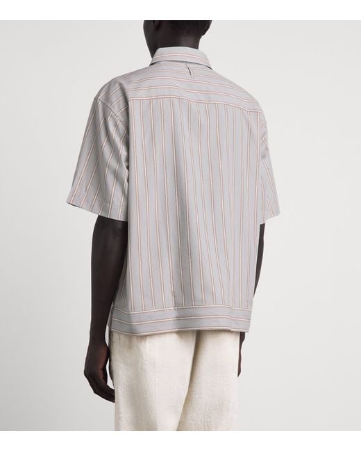 NN07 Gray Supima Cotton Stripe Short-Sleeve Shirt for men