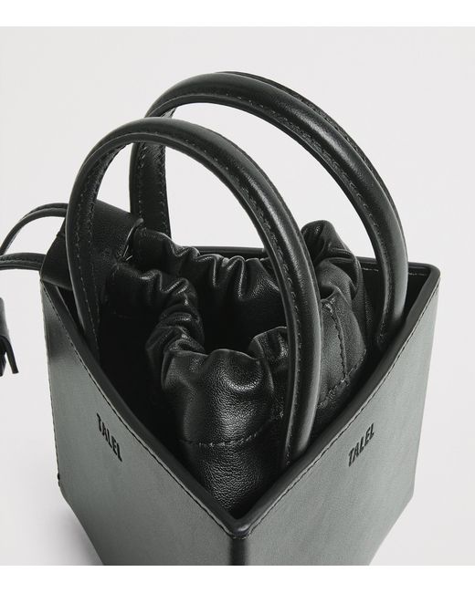 TALEL PARIS Black Leather Triangle Top-Handle Bag