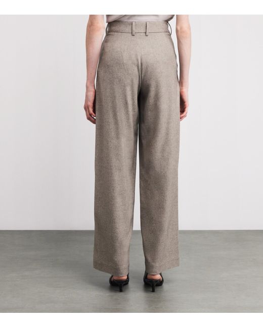 Colombo Gray Kid Cashmere Pleated Wide-Leg Trousers