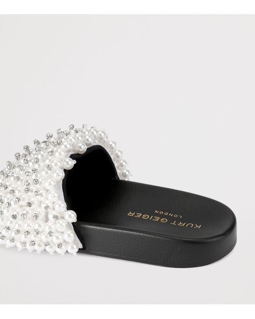 Kurt Geiger White Embellished Meena Eagle Slides