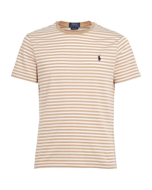 Polo Ralph Lauren Natural Cotton Stripe Polo Pony Slim T-Shirt for men