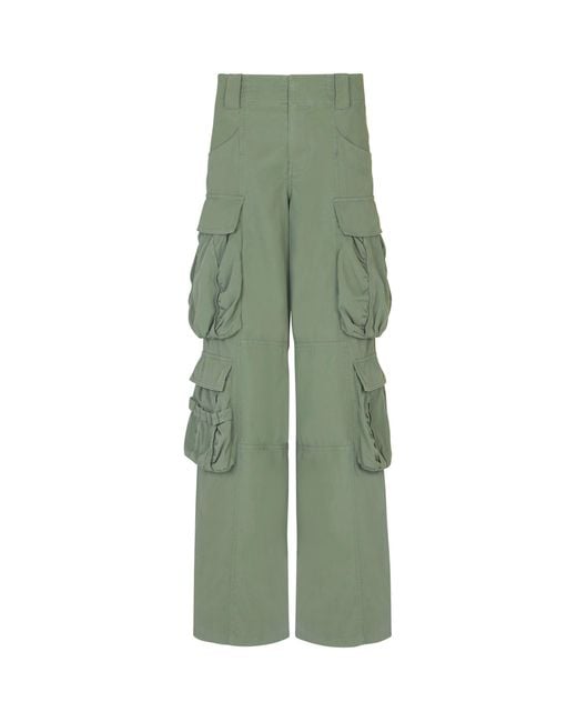 Balmain Green Cotton Cargo Trousers for men