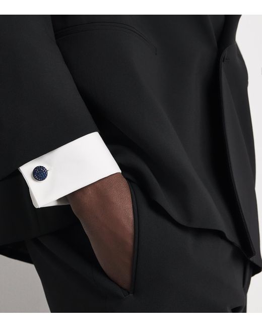 Giorgio Armani Blue Sterling Embellished Cufflinks for men