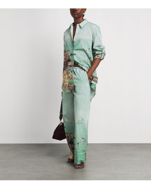 Staud Green Endless Summer Print Mateo Trousers