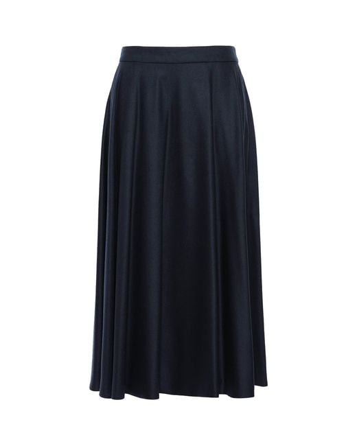 Max Mara Blue Virgin Wool Midi Skirt