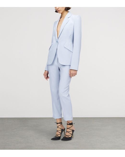 Alexander McQueen Blue Single-Breasted Blazer