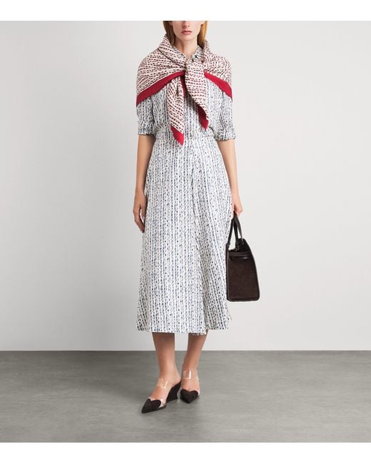 Altuzarra Red Silk Bluebell Print Scarf