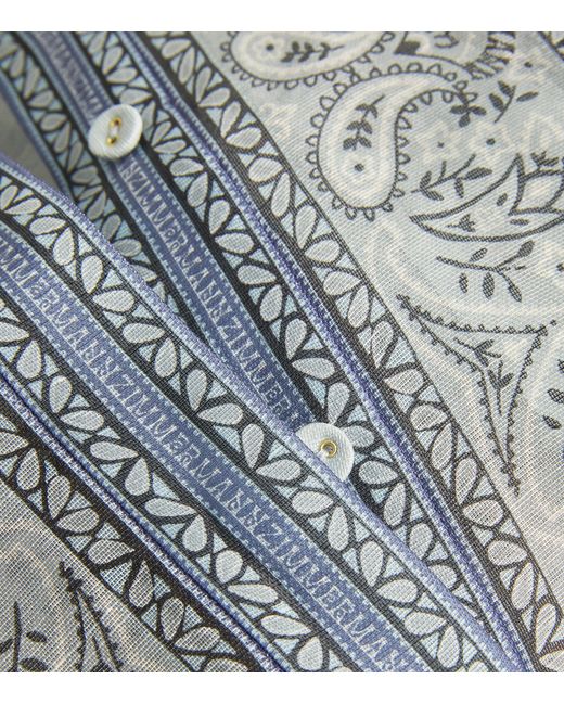 Zimmermann Blue Linen-silk Fitted Blouse