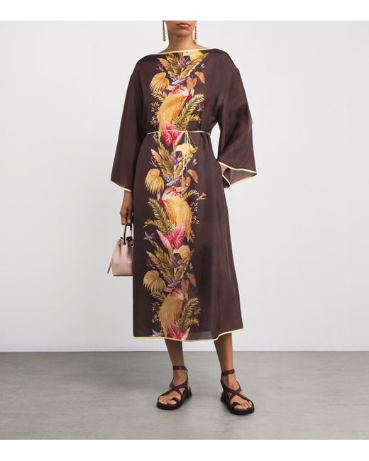 Zimmermann Brown Palm Ascension Tunic Midi Dress