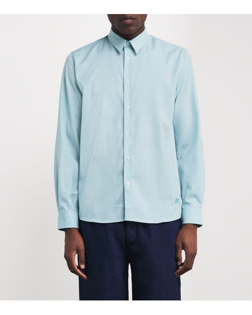 Vilebrequin Blue Wool-Blend Stripe Rayures Shirt for men