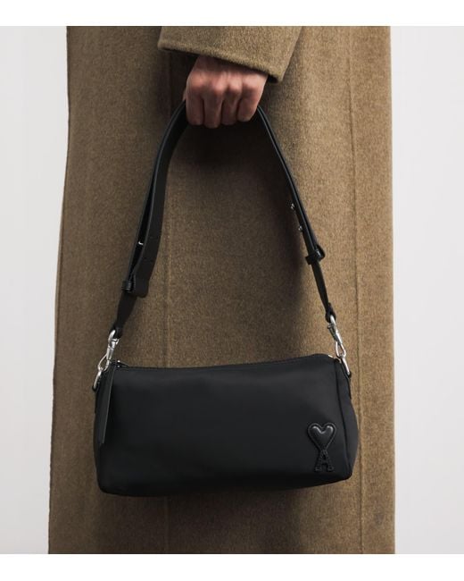 AMI Black Canvas Marcel Messenger Bag for men