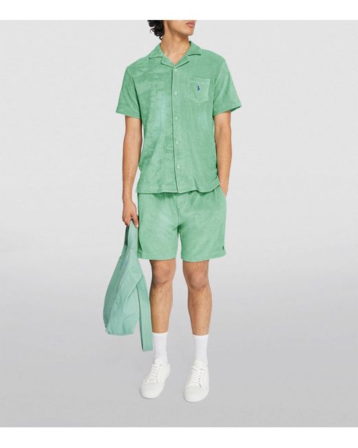 Polo Ralph Lauren Green Terry Towelling Polo Shirt for men