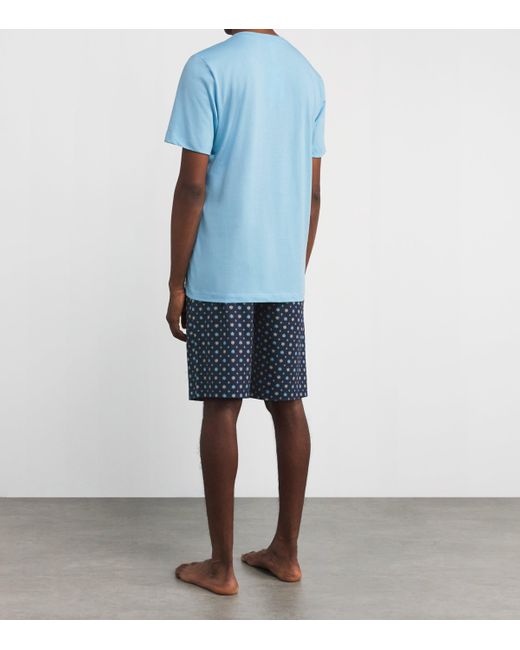 Hanro Blue Cotton Night & Day Pyjama Set for men