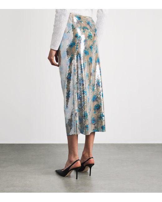 Tory Burch Blue Sequin Midi Skirt