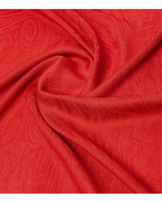 Max Mara Red Wool-Silk Scarf