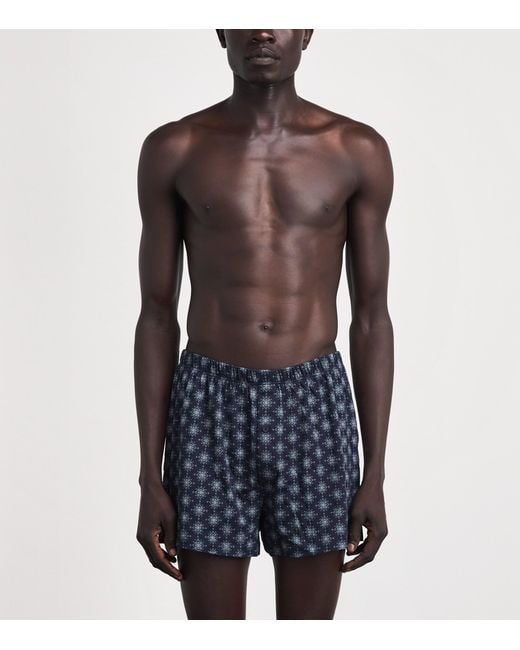 Hanro Blue Cotton Boxer Shorts for men