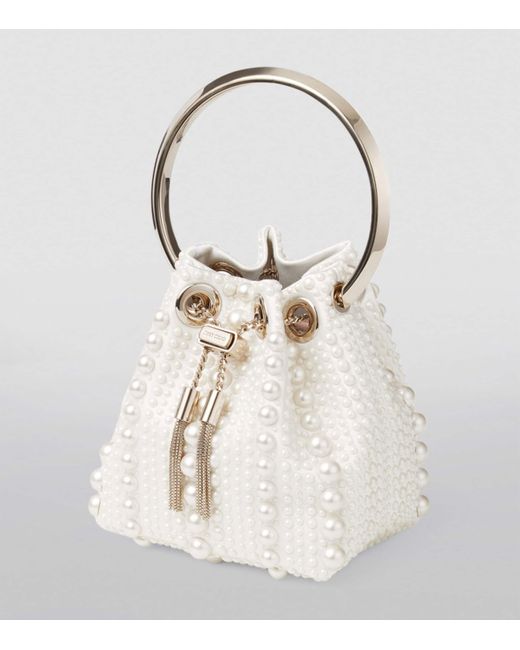 Jimmy Choo White Micro Bon Bon Top-Handle Bag
