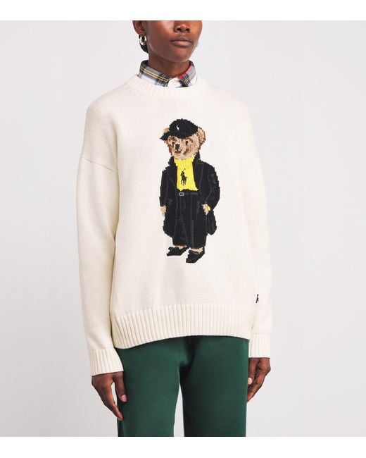 Polo Ralph Lauren White Cotton Polo Bear Sweater