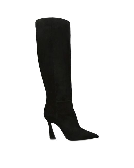 Stuart Weitzman Black Suede Vinnie Zip Knee-High Boots 100