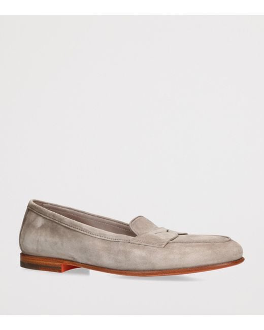 Santoni Brown Suede Carla Loafers