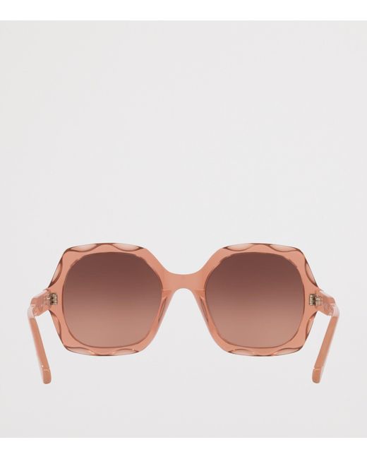 Chloé Pink Acetate Olivia Rectangle Sunglasses