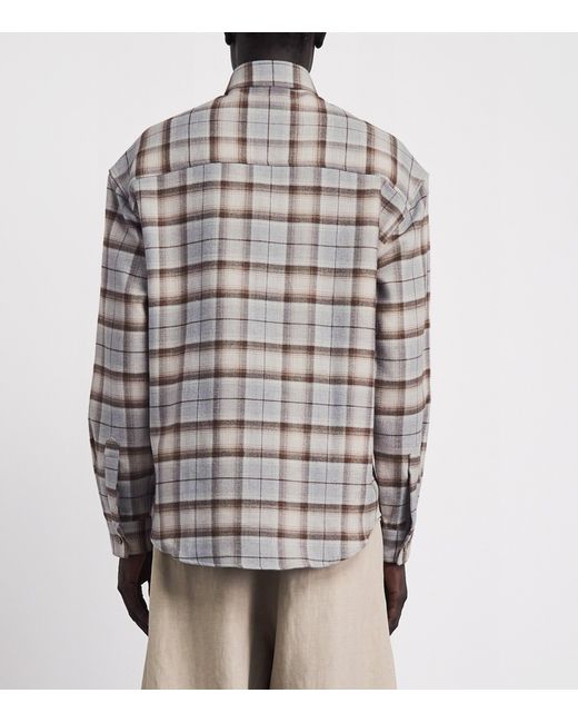Pal Zileri Gray Cotton Check Shirt for men