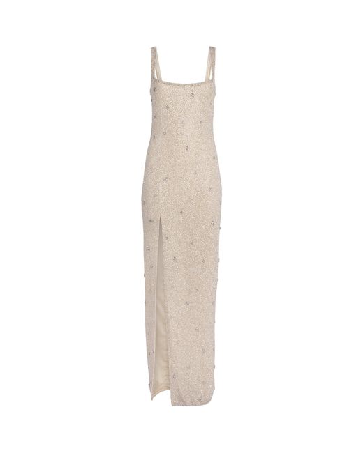 Clio Peppiatt White Embellished Pamela Midi Dress
