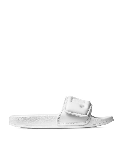 Jimmy Choo White Monnogram Fitz Slides