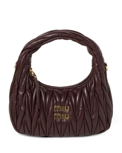 Miu Miu Brown Matelassé Leather Wander Top-Handle Bag