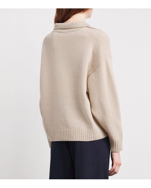 Weekend by Maxmara Natural Virgin Wool Open-Collar Sweater
