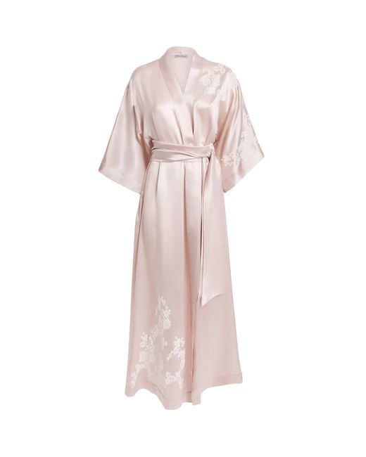 Carine Gilson Pink Silk Lace-Trim Julia Kimono