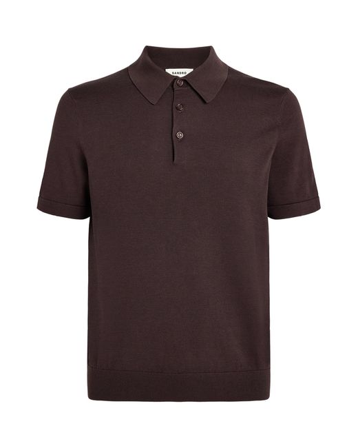 Sandro Brown Knitted Polo Shirt for men