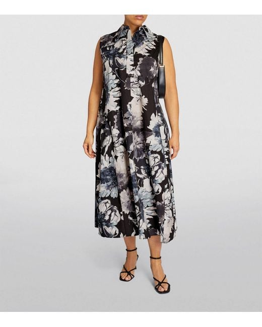 Marina Rinaldi Black Cotton Floral Print Maxi Dress