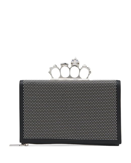 McQueen Black Skull Four-Ring Pouch