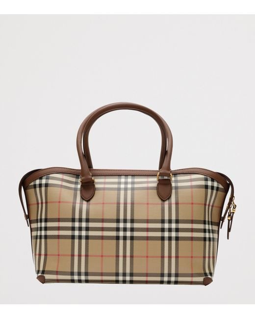 Burberry Metallic Small Check Zipped Tote Bag