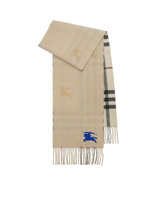 Burberry Natural Cashmere Reversible Check Ekd Scarf